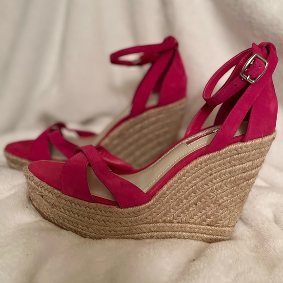 BCBG Pink Suede Wedge - Picture 2 of 4